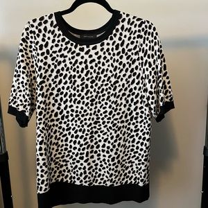 Ann Taylor Leopard Print Short Sleeve Sweater